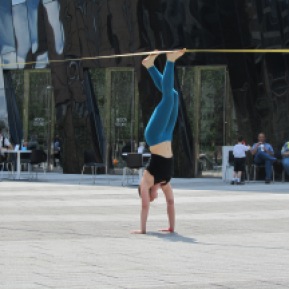 Learning To Walk, 2013; ratchet strap, plaza: dimensions variable: performed at MOCA Cleveland